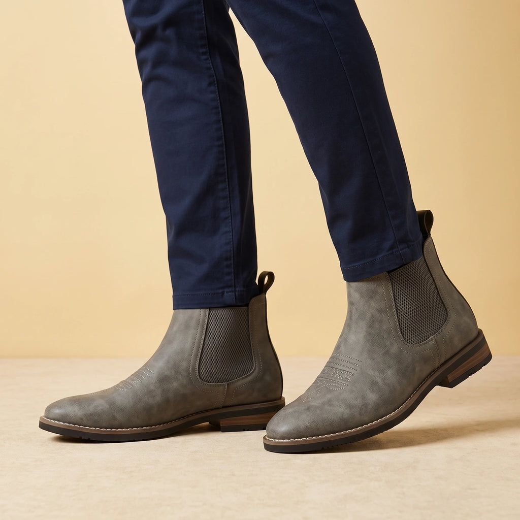 Trevor Western Stitch Chelsea Boots - Gray