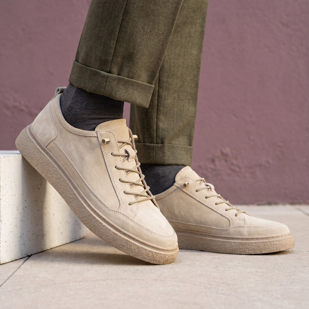 Tyler Suede Toggle Lace Crepe Sneakers - White